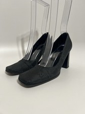 Vtg Gucci Black GG Monogram Heels 36.5