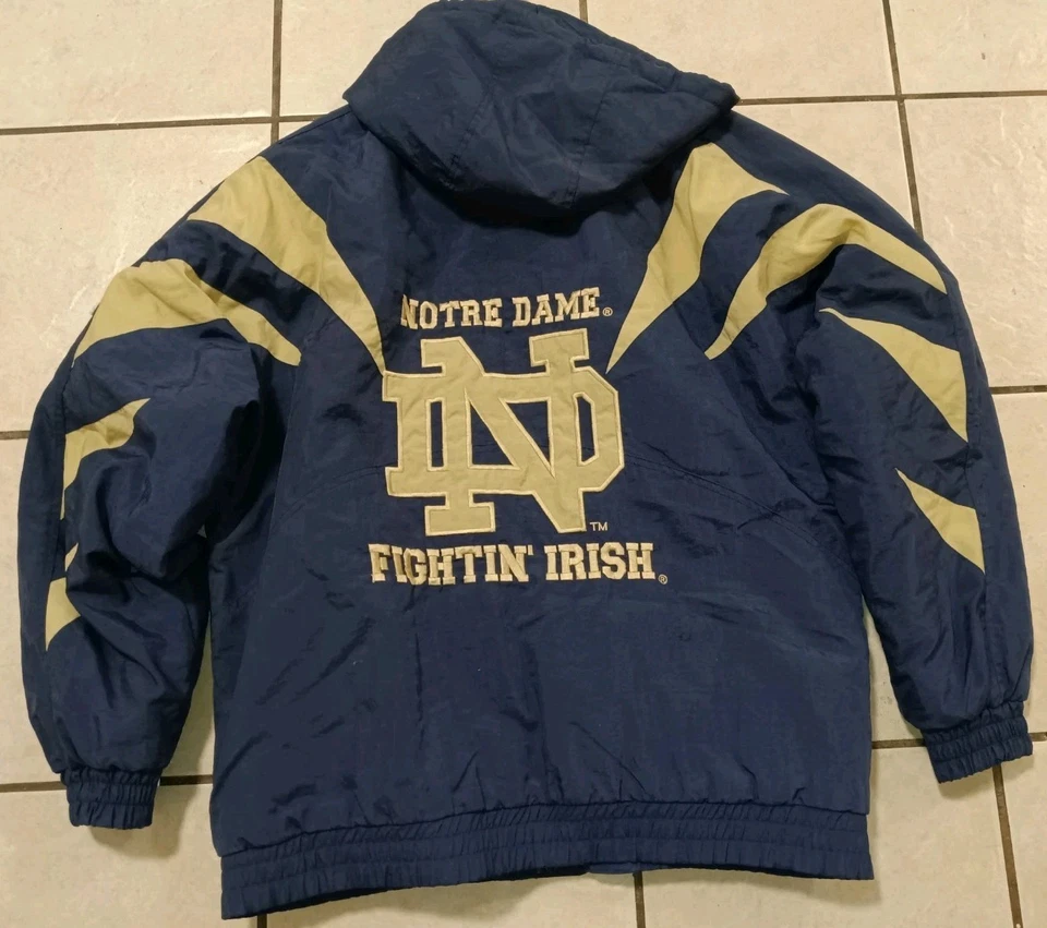 M -Vintage Apex One Notre Dame Puffer Jacket Fighting Irish Hooded Pullover Mens - Image 2 of 4