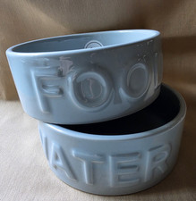 Set of Ceramic Dog/Cat Food and Water Bowls by Park Life Designs, 5" x 2" Gray