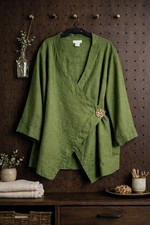 Soft Surroundings Linen Kimono Button Wrap Ja...