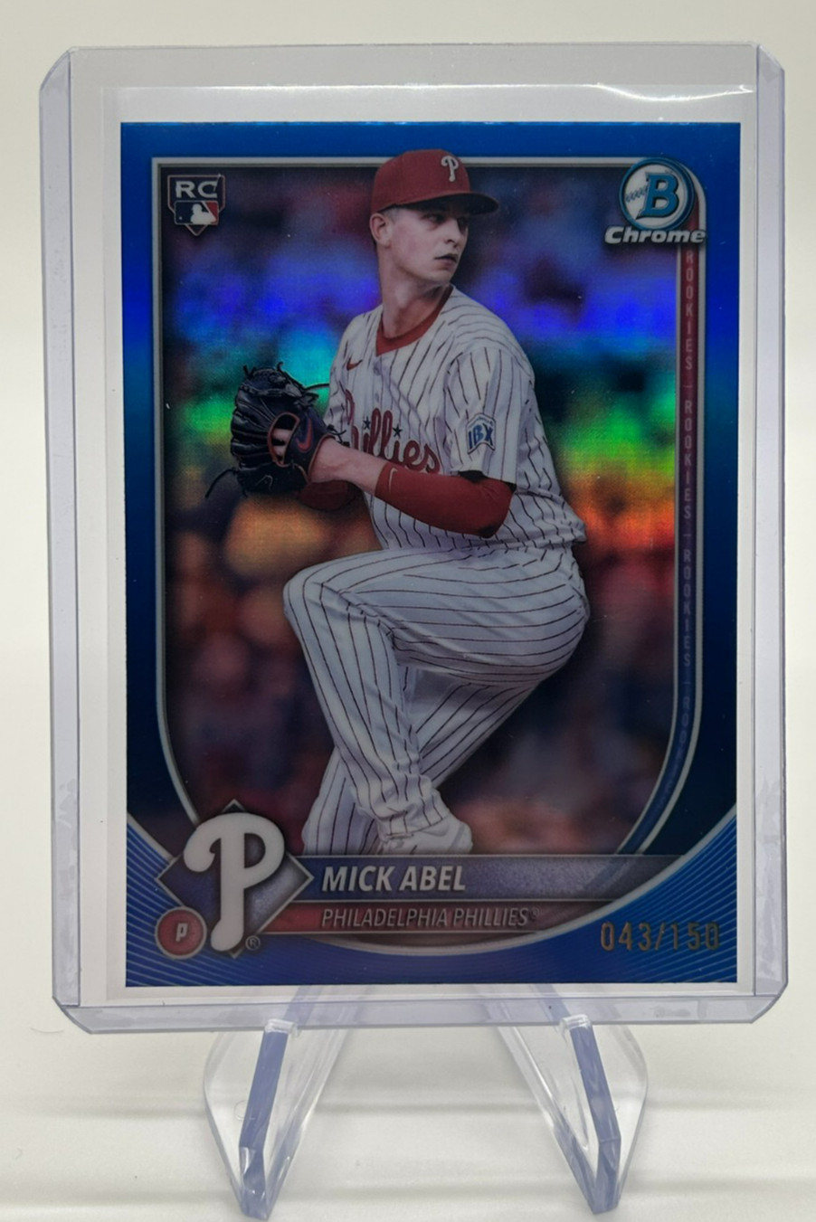 2025 Bowman Chrome Mick Abel #11 Blue Refractor /150 Philadelphia Phillies RC