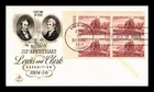 DR JIM STAMPS US COVER LEWIS & CLARK EXPEDITION FDC SCOTT 1063 PLATE BLOCK