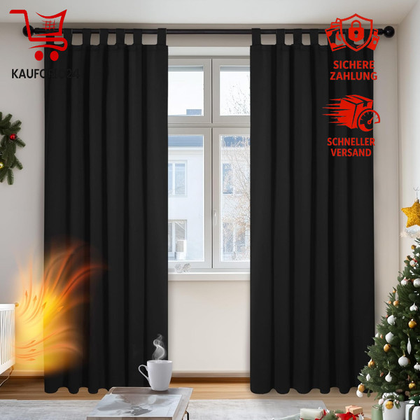 VerdunkelungsvorhäNge Thermo Blickdicht LäRmschutz Schwarz 220X140 Cm 2Er Set-image