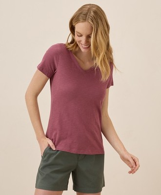 Pact Women's Featherweight Slub V-Neck Tee 3X-Large Mauve Top