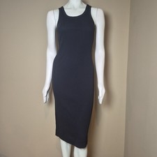 Everlane Organic Cotton Ribbed Tank Dress Black Midi Scoop Neck XS