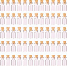64Pcs 1Ml Tiny Vials with Cork Stoppers and Eye Screws,Mini Glass Bottles Small