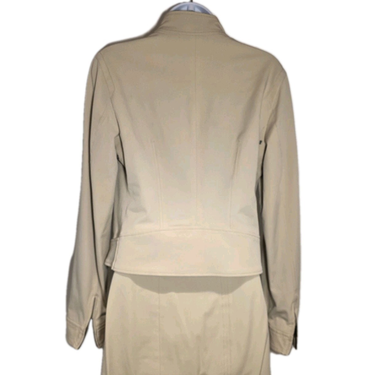 Tommy Hilfiger Moto Biker Bomber Jacket Beige Twill Sateen Lined Size 8 GUC thumbnail 2