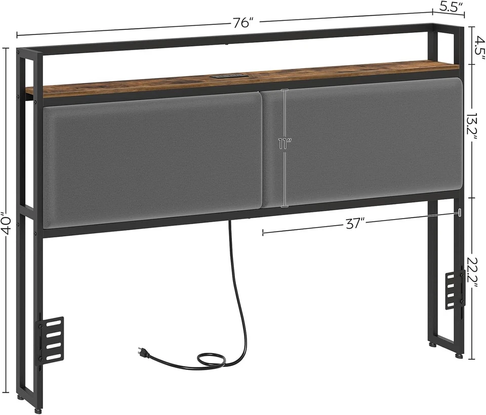 Solo cabecero tamaño king, cabecero tapizado con estación de carga, king... Foto 3 de 4