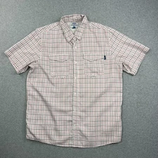 AFTCO Shirt Mens Large Plaid Short Sleeve Button Down Fishing Outdoor UV Lined