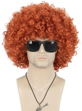 VGbeaty Adult Unisex Short Orange Curly Afro Halloween Cosplay Costume Wig