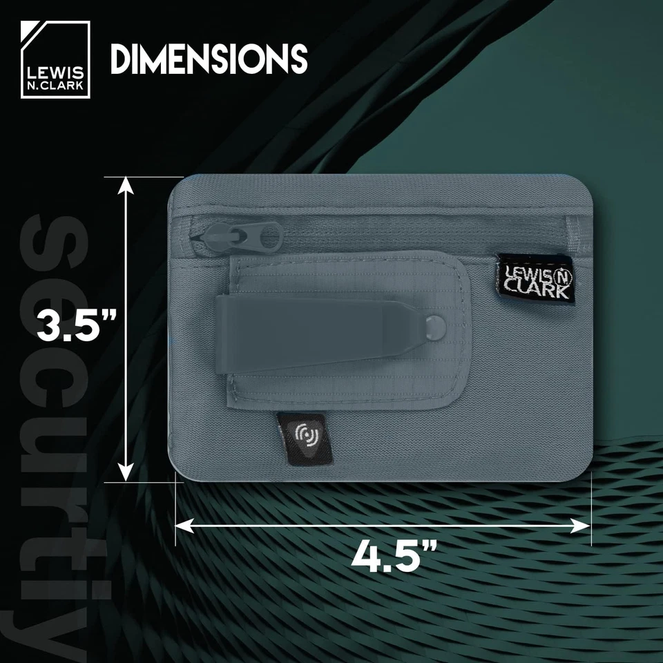 Lewis N. Clark RFID 隐藏夹藏钱带旅行均码,炭黑色  — 第 2/4 张图片
