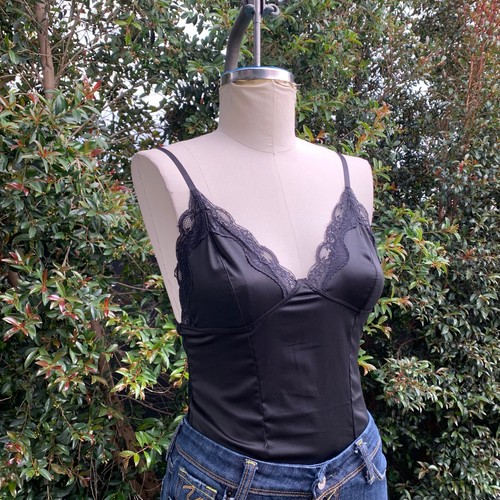 Body cami de encaje negro para mujer espalda transparente - Imagen 2 de 6