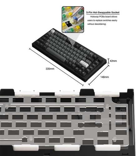 ⌨️ Akko 5075B Plus Mechanical Keyboard – RGB Knob Hot-Swap – Black/Silver - Afbeelding 9 van 11