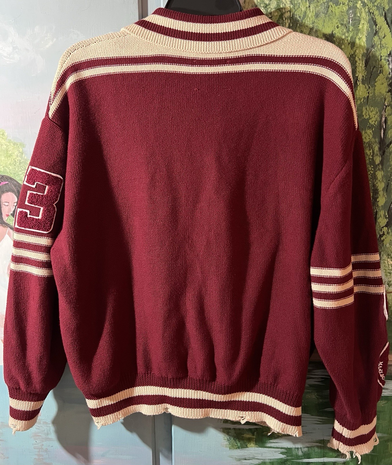 Found Fin Varsity Patch Collared Cardigan Sweater… - image 4