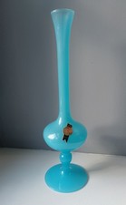 Vase soliflore opaline bleue de Florence LG vers 1960
