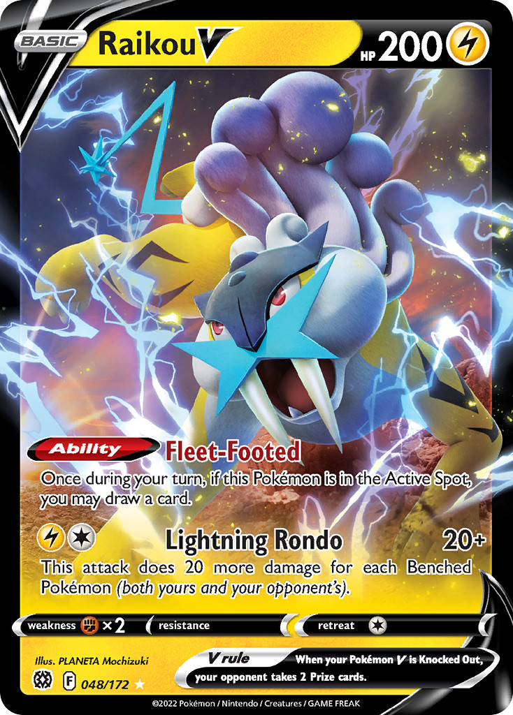 Raikou V 048/172 Holo V Rare Brilliant Stars Pokemon Near Mint