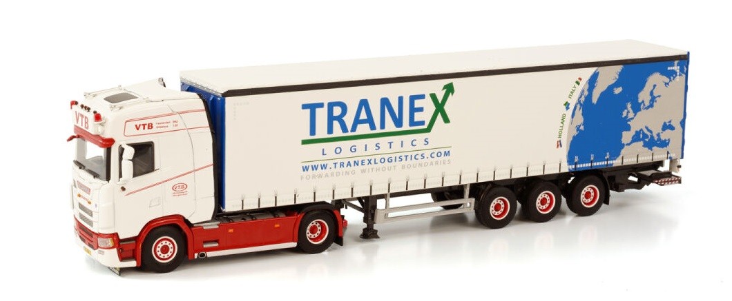 Camion Scania S Highline CS20H 4x2 WSI avec remorque bâchée Tranex échelle 1:50