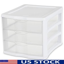 Multi Purpose 3 Drawer Unit Clear Plastic Storage Desktop Organizer Stacking Bin