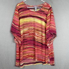 Catherines Top Womens Plus Size 1X Multicolor Short Sleeve Casual NWT