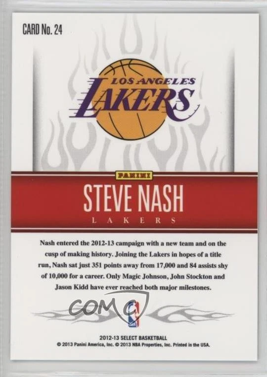 2012-13 Panini Select Hot Stars White Hot Steve Nash #24 HOF - Image 2 of 2