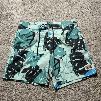 Deus Ex Machina Men's 34 Blue Swim Shorts Boardies Floral Summer Beach Surf
