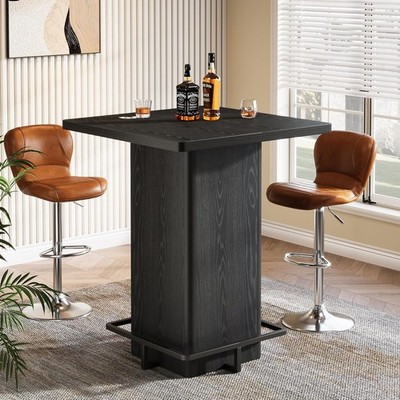 Black Bar Table, 39.37'' H Square Pub Table for Small Bars, Dining Room, Kitchen