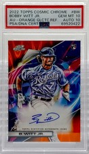 2022 Topps Bobby Witt Jr. Cosmic Chrome AU Orange Galactic Refractor #/25 PSA 10