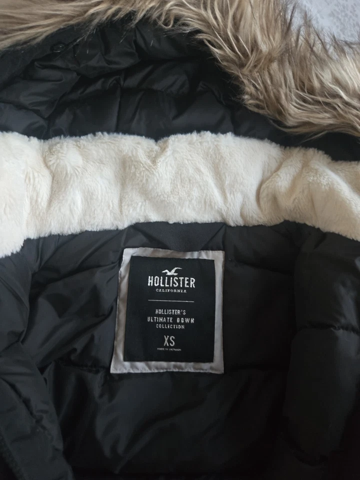 HOLLISTER черный парка пальто размер S женщин полный молнии наследия с капюшоном с подкладкой куртка - Изображение 4 из 4