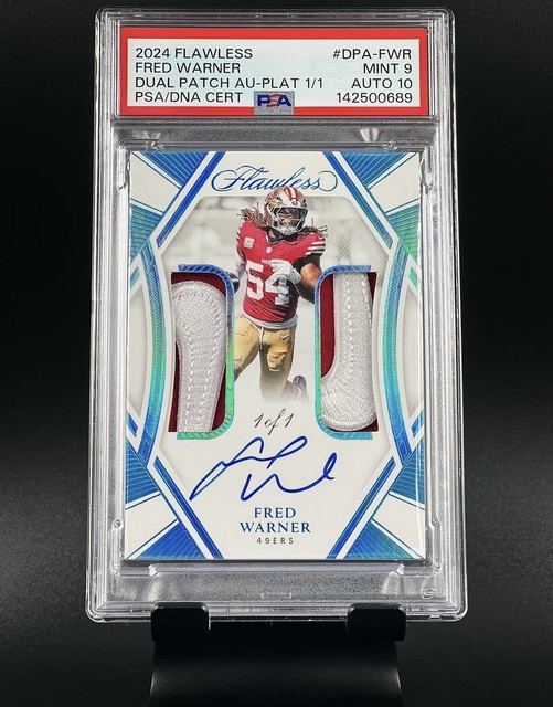 2024 Panini Flawless Fred Warner Dual Patch Auto Platinum 1/1 PSA 9 49ers