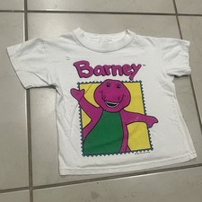 Vintage 1992 Barney Dinosaur Cartoon Promo Shirt Youth Size Shirt White FLAW
