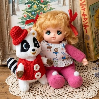 Candy Candy Baby Doll + Klin Raccoon Plush Vintage Retro Anime 2-Piece Set
