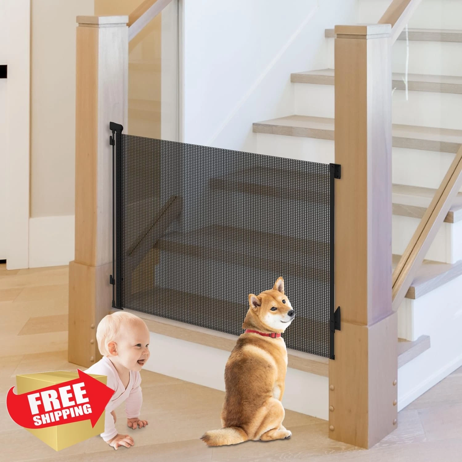 JSQBSECL Retractable Baby Gate Black 55 inch