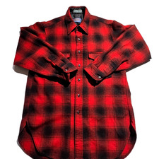 Vintage Pendleton Outdoors Man 100 Wool Flannel Men's L Buffalo Plaid 50-60s 