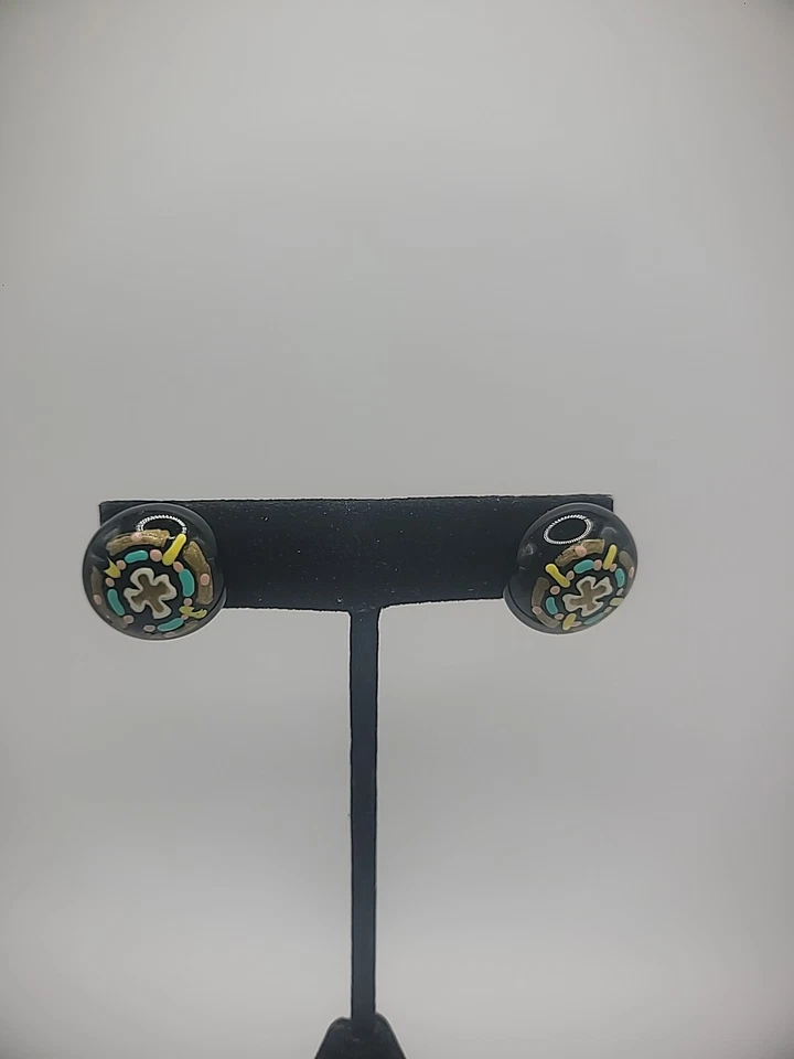 Винтажные серьги пирсинг гвоздики пост черный кнопка крест расписной ювелирных изделий костюм - Изображение 4 из 4