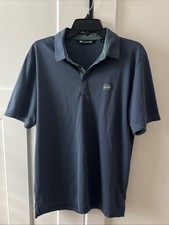 Travis Mathew Men's Polo Shirt Size Large Blue Golf Performance Short Sleeve