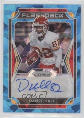 2021 Panini Prizm Flashback Blue Ice Prizm 24/75 Dante Hall #FA-DH Auto tg9