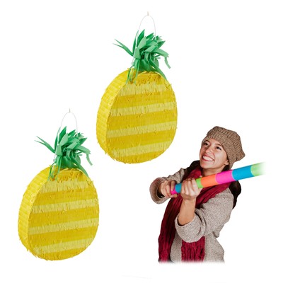 Pinata ananas 2er Set 150 g Schlagpinata Ananas Geburtstags-Pinata gelb 59 cm