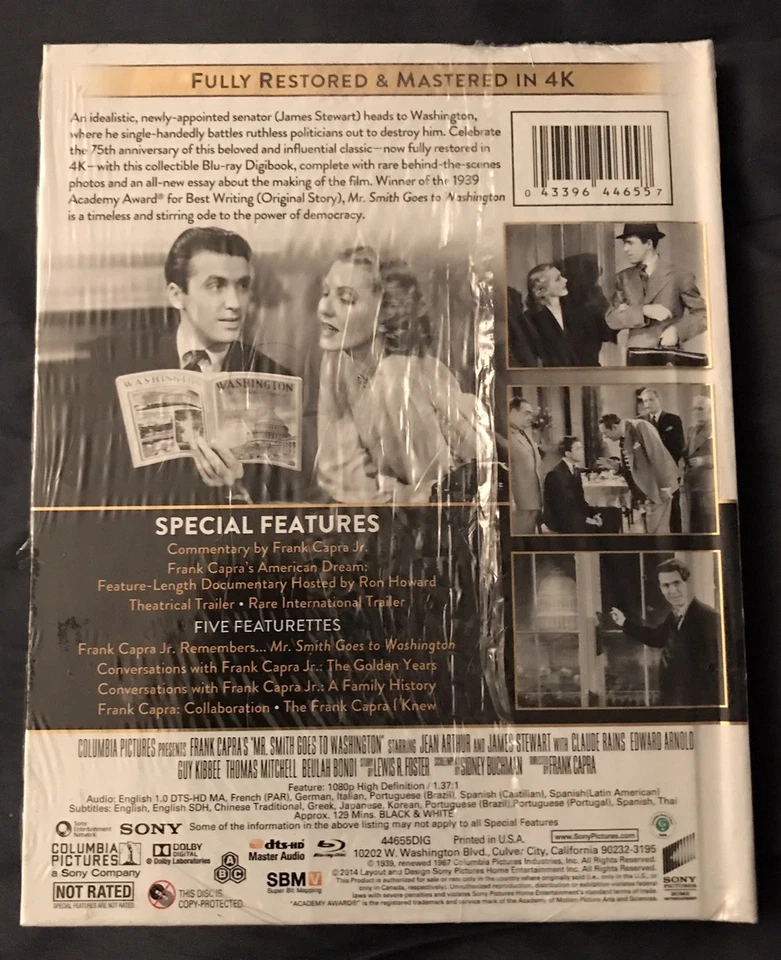 MR SMITH GOES TO ВАШИНГТОН (1939) Blu-ray Digibook, НОВЫЙ, но Shrikwrap порван - Изображение 2 из 2