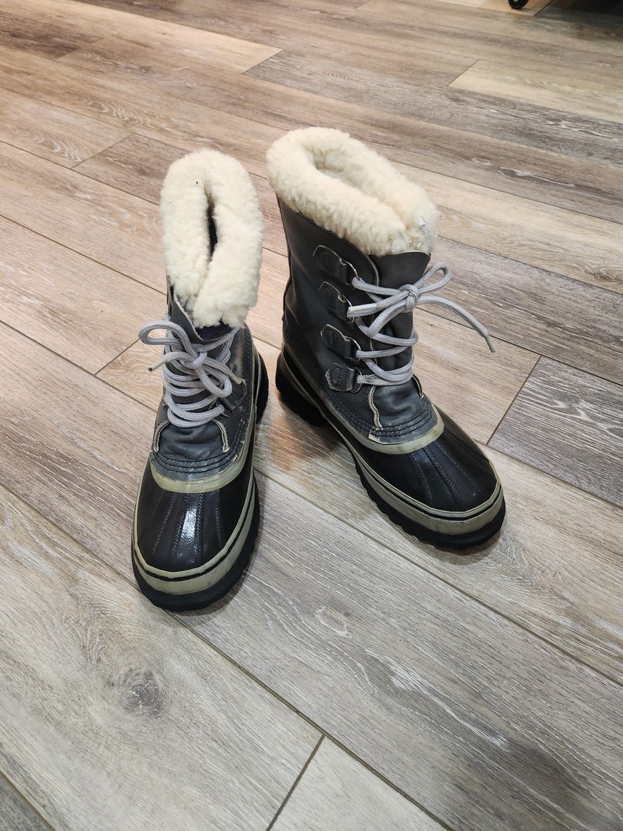 Sorel Kaufman Caribou Gray Men 6 Winter Boots Wool Liners  display picture 3