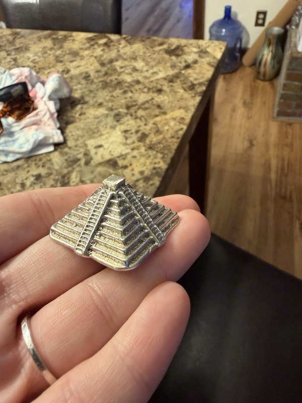 Hand poured PYRAMID with .999 silver, 57.5g