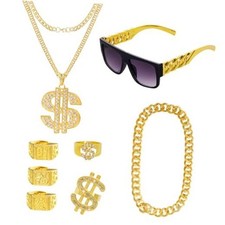 8PCS 80s 90s Hip Hop Accessories Outfit for Men, Old School Rapper Hip Hop