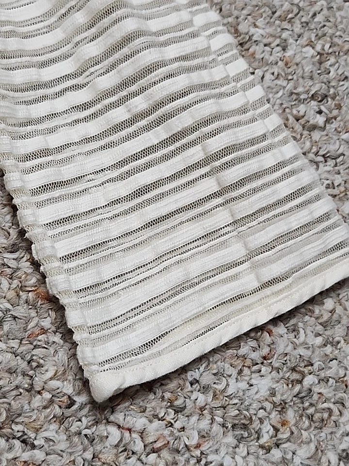 Tory Burch 象牙色奶油色花卉蕾丝衬衫 3/4 袖棉混纺 L 码 — 第 3/4 张图片