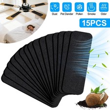 15 PCS Ceiling Fan Air Filter Pads Activated Coconut Carbon Trap Dust Odors Hair