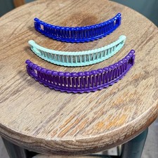 Vintage 80s Banana Clip Hair Accessories Set 3pc Clincher Ponytail Combs 6in