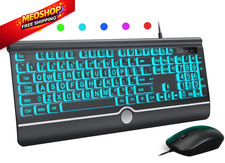 Wired Keyboard and Mouse Combo - Large Print Light Up Keyboard, Large, Black