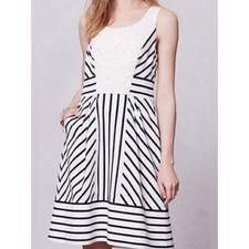 Maeve Anthropologie Chessia Striped Sleeveless Crochet Lace Dress