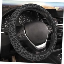 Black Leopard Cheetah Steering Wheel Cover 15 Inch Black Leopard Cheetah Print