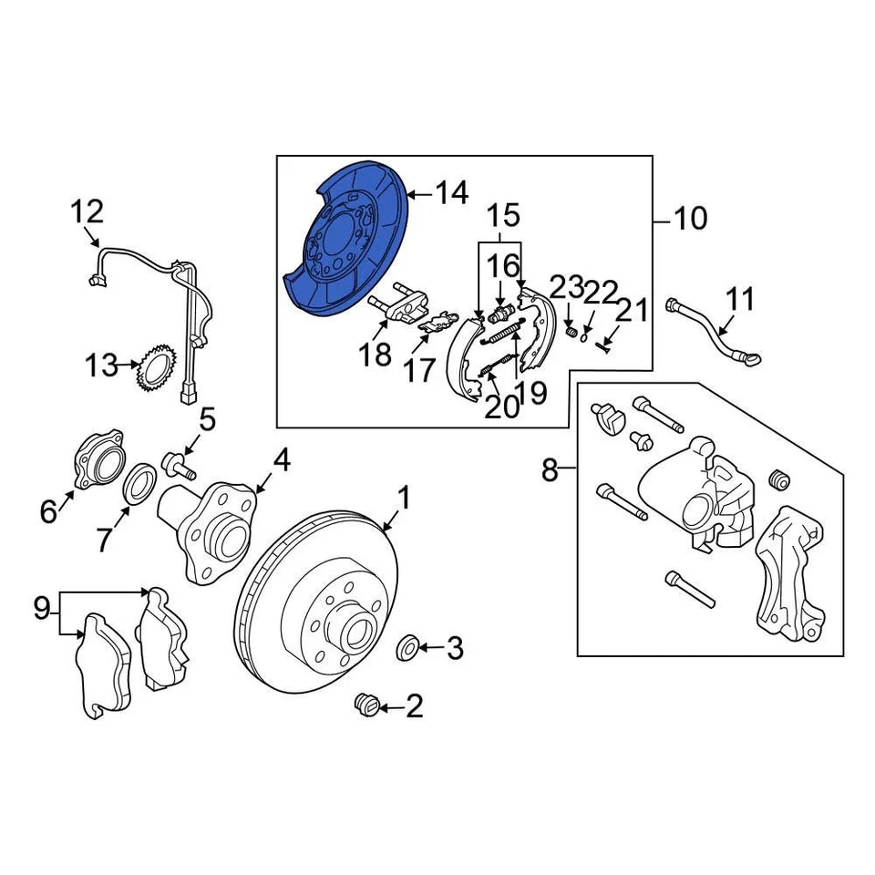 For Nissan Maxima 2009-2014 Nissan 44030EG010 Rear Left Brake Backing Plate Foto 3 de 4