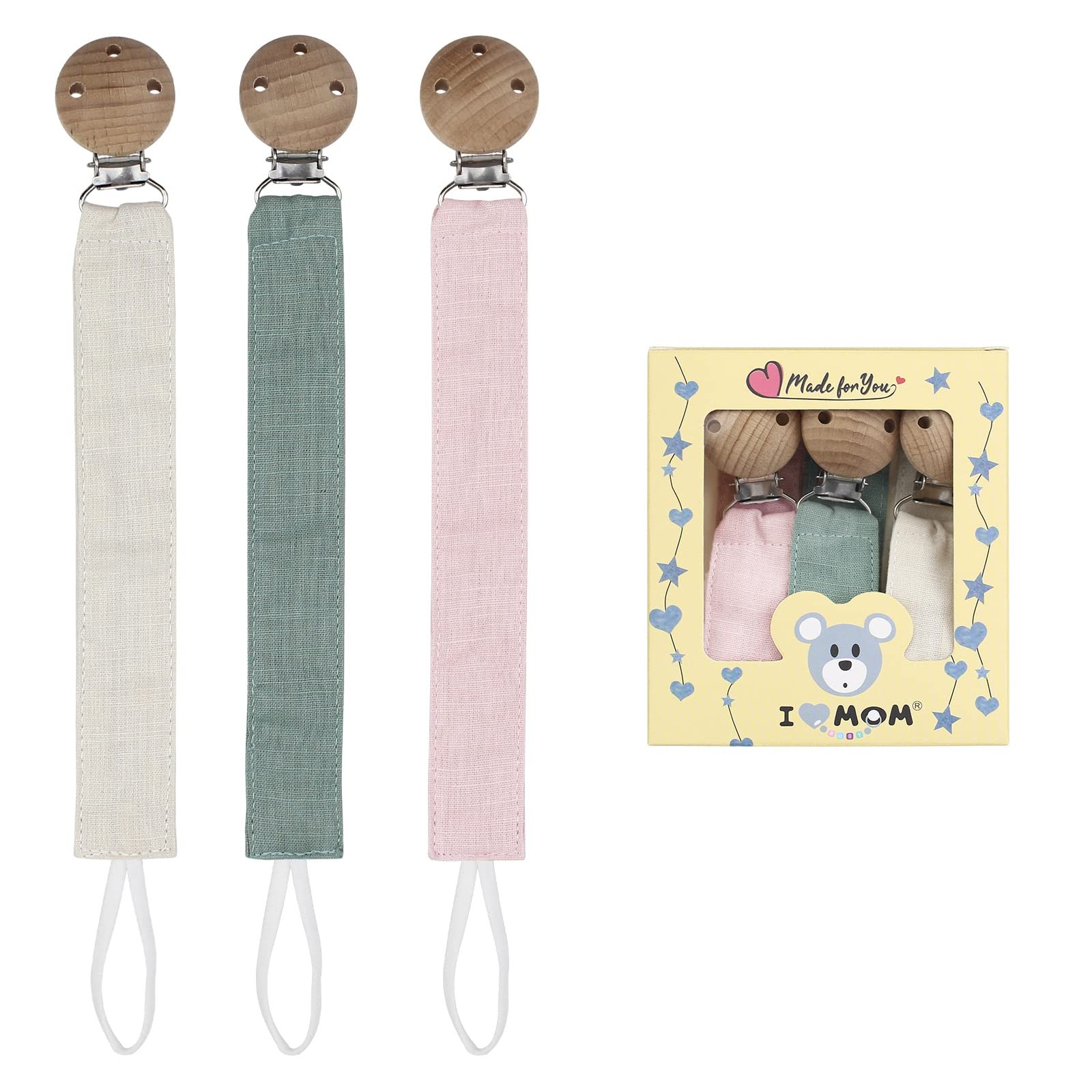 Attache-sucette en tissu pour les balades en poussette et les siestes de bébé
