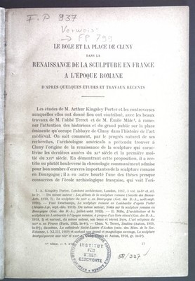 Le role et la place de cluny dans la Renaissance de la sculpture en France a l'e